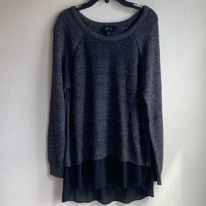 BCX Black Shimmer Long Sleeve Sweater